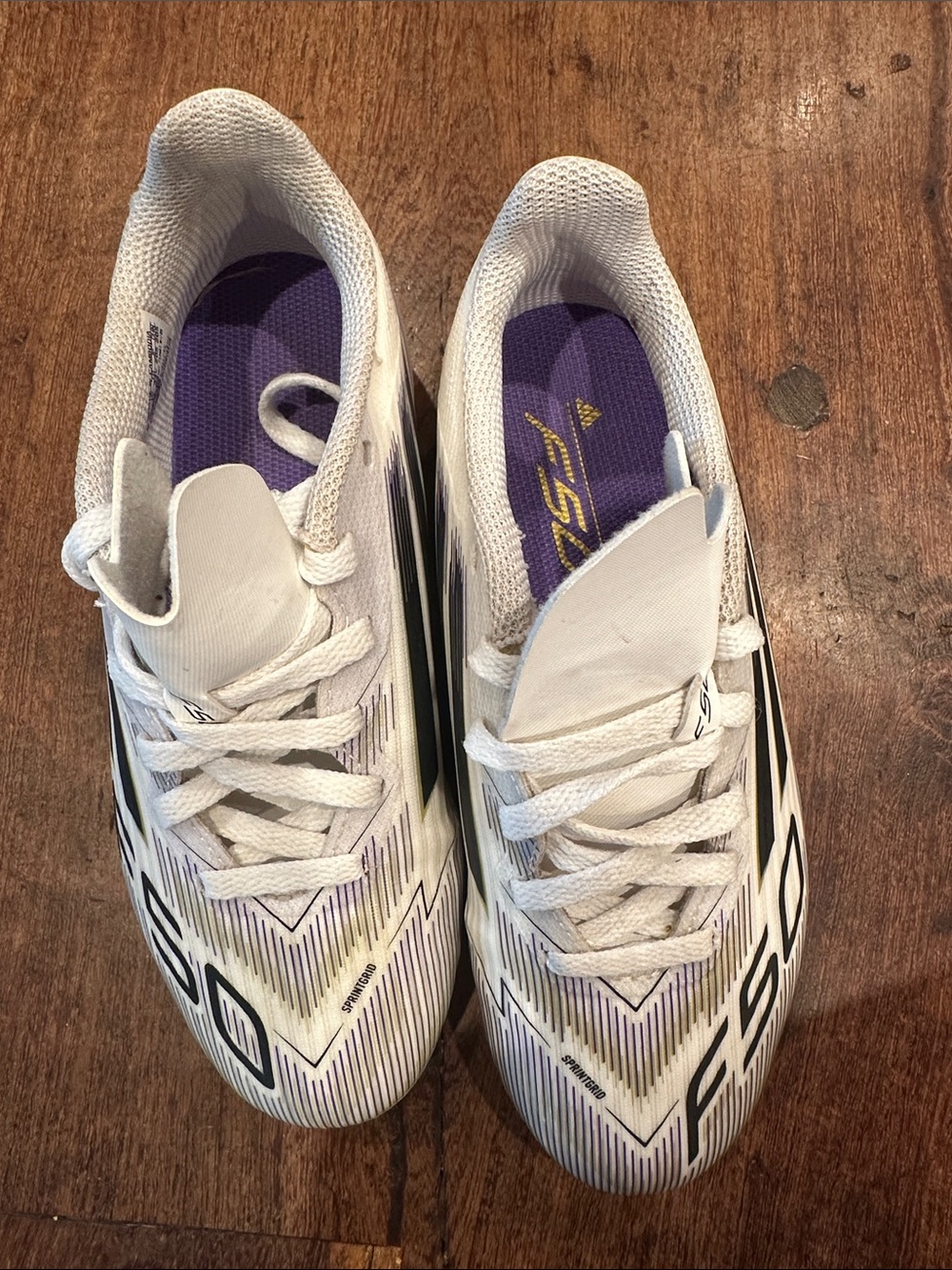 adidas F50 Kids Soccer Cleats White with Black Accents - Picture 3 of 6